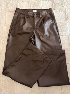 Brown Faux Leather Pants